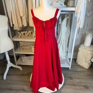 Women’s size small red online lightweight summer sundress maxi peasant, #3811